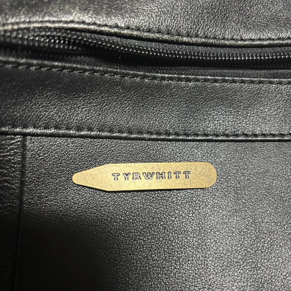 $499 Charles Tyrwhitt Grain Leather Messenger‎ Black Bag Solid Adjustable Strap